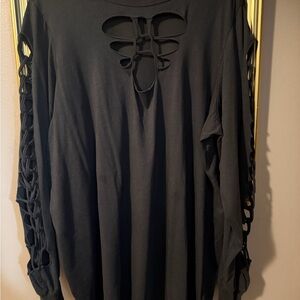 New Torrid Black Cutout Long Sleeve Top